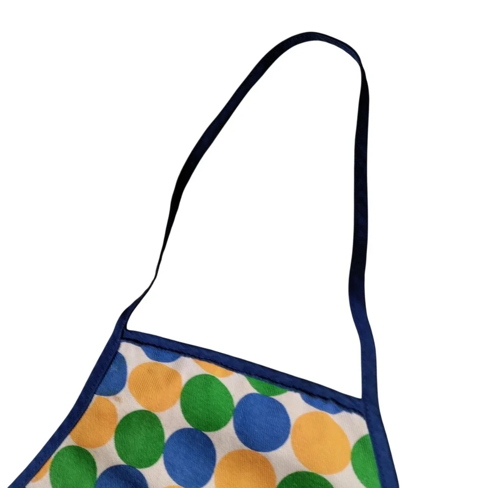 Nordic Ware Kids Apron 100% Cotton Polka Dot Blue Green‎ Orange Toddler Child